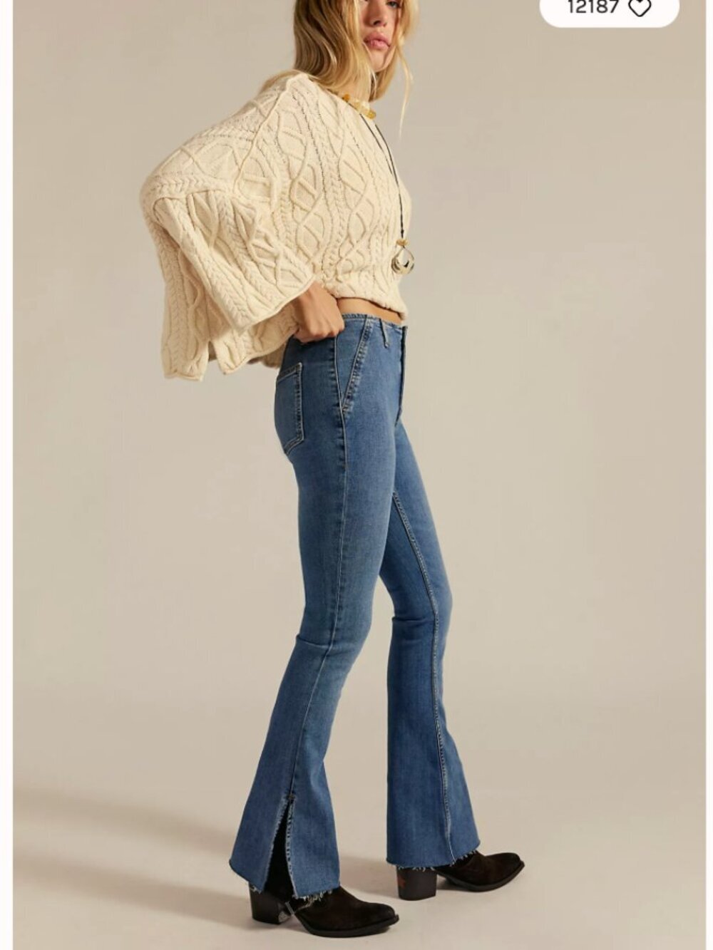 Free People NWT We The Free Level Up Slit Slim Flare Jeans